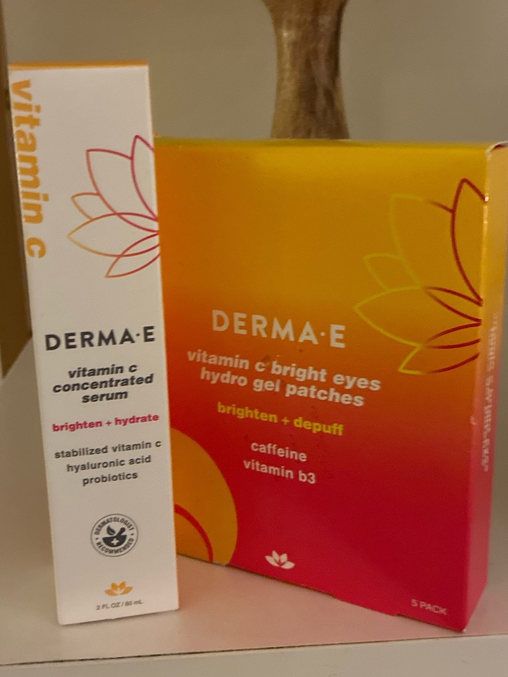 DERMA E Vitamin C Serum & Bright Eyes Hydro Gel Patch Bundle NIB